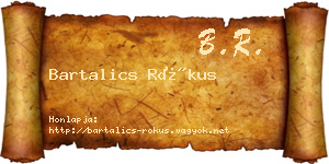 Bartalics Rókus névjegykártya